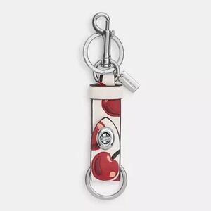 Coach Trigger Snap Bag Charm With Cherry Print Silver Hardware CZ088